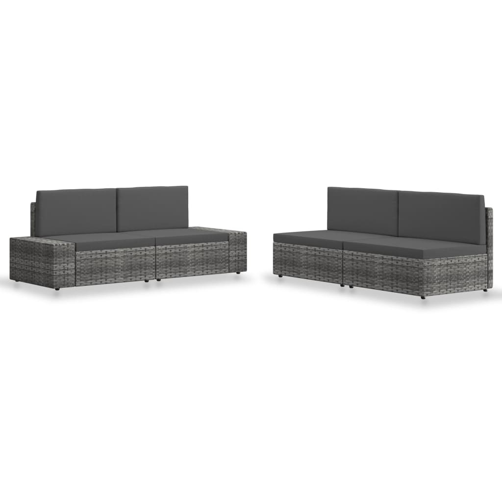 VidaXL 4-delige Loungeset poly rattan grijs