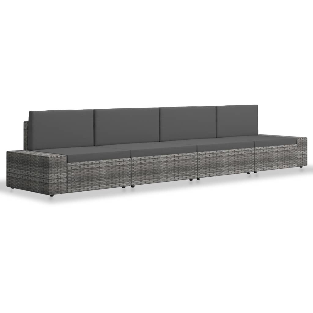 VidaXL 4-delige Loungeset poly rattan grijs