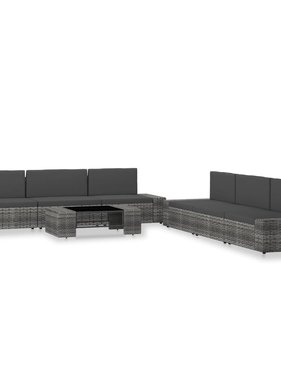 VidaXL 7-delige Loungeset poly rattan grijs
