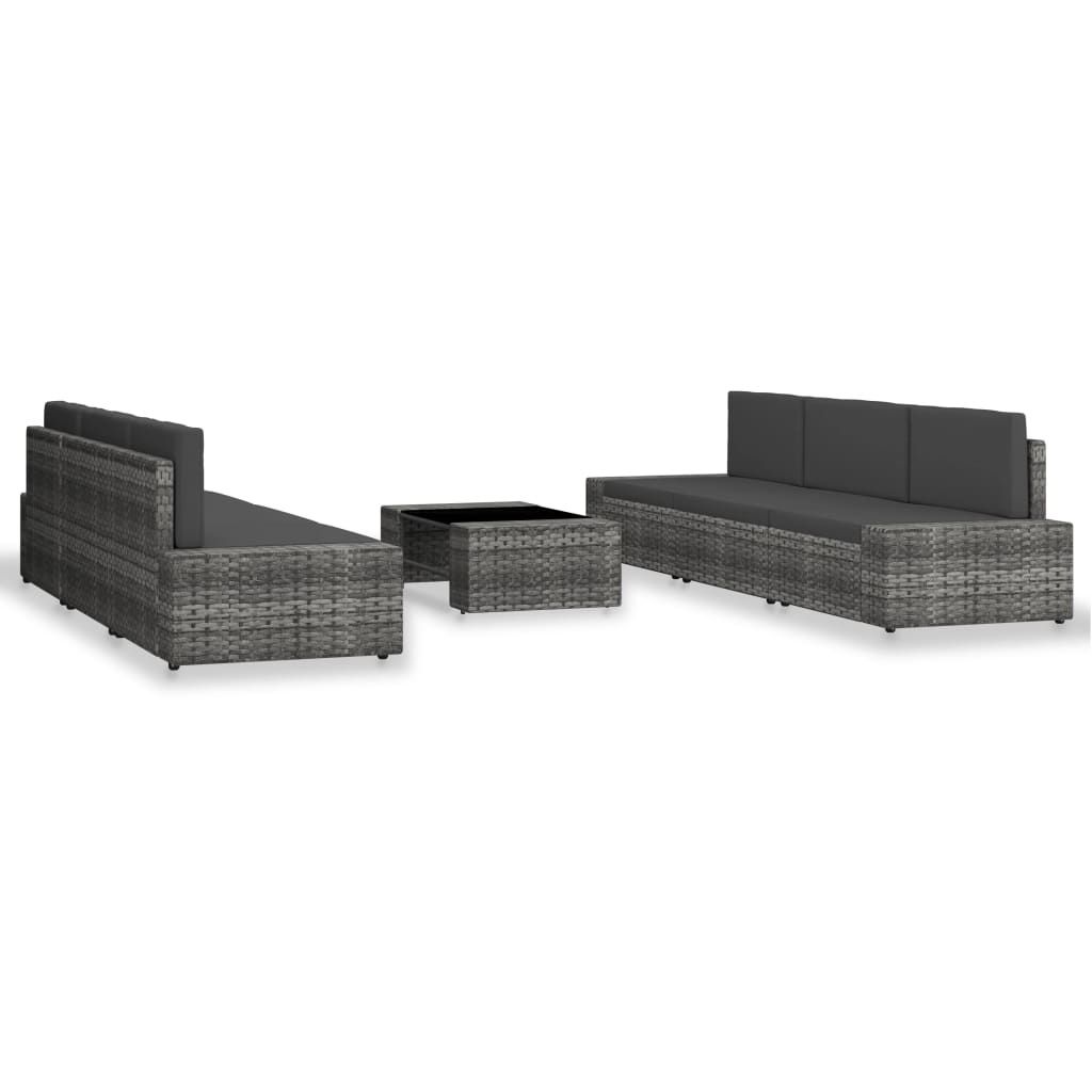 VidaXL 7-delige Loungeset poly rattan grijs