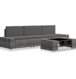 VidaXL 4-delige Loungeset poly rattan grijs