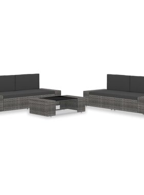 vidaXL 5-delige Loungeset poly rattan grijs