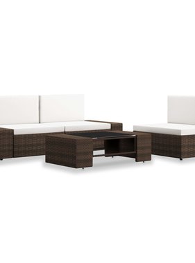VidaXL 4-delige Loungeset poly rattan bruin