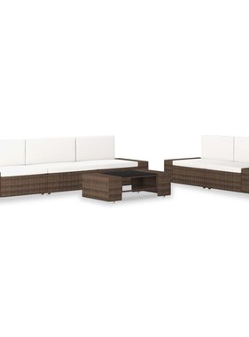 VidaXL 6-delige Loungeset poly rattan bruin