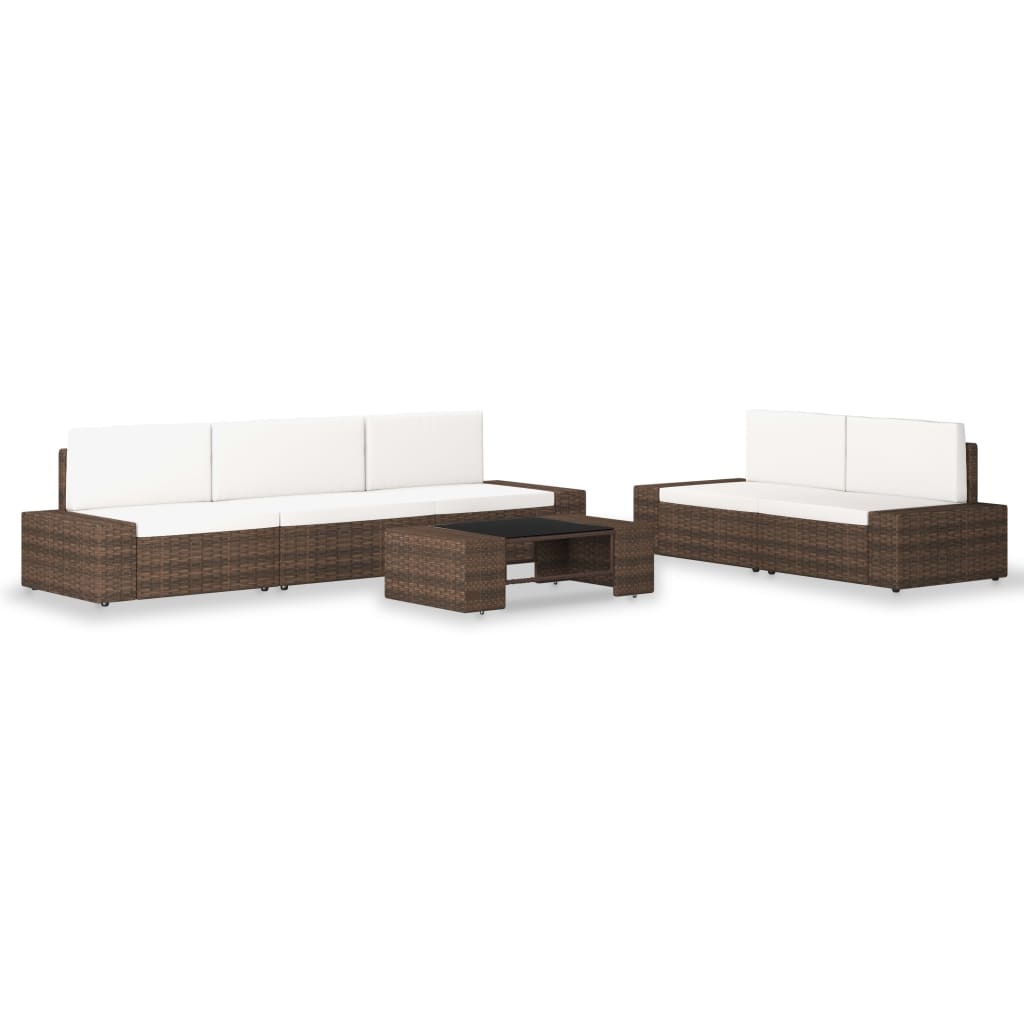 VidaXL 6-delige Loungeset poly rattan bruin