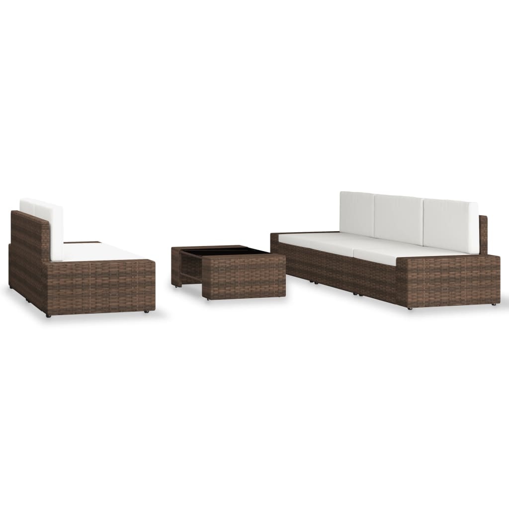 VidaXL 6-delige Loungeset poly rattan bruin