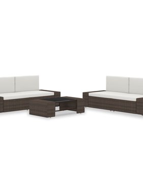 VidaXL 5-delige Loungeset poly rattan bruin