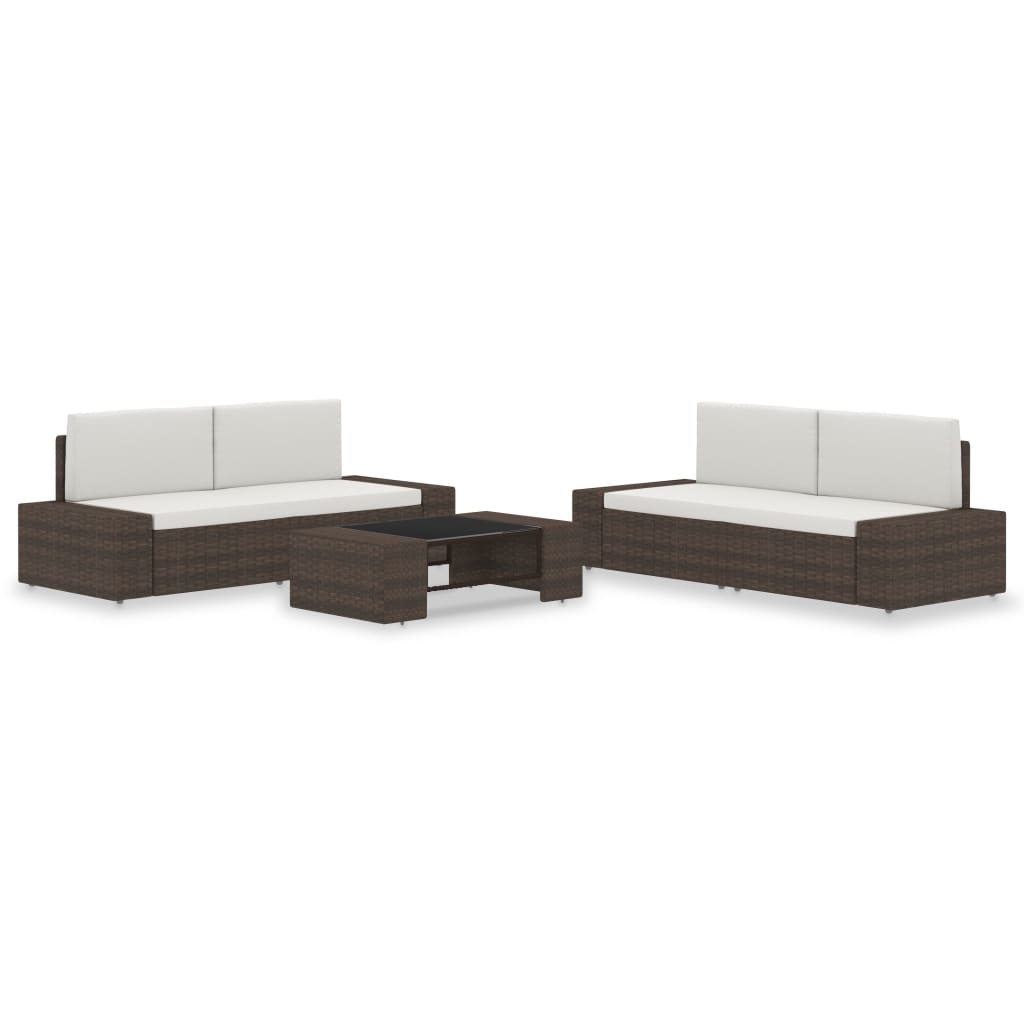 VidaXL 5-delige Loungeset poly rattan bruin