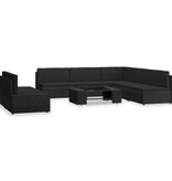 VidaXL 7-delige Loungeset poly rattan zwart