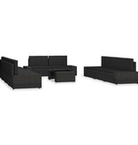 VidaXL 10-delige Loungeset poly rattan zwart