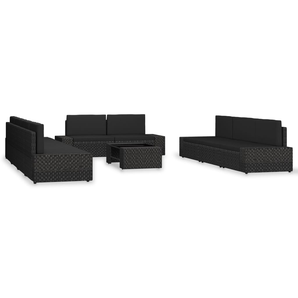 VidaXL 10-delige Loungeset poly rattan zwart