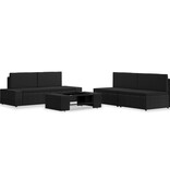 VidaXL 5-delige Loungeset poly rattan zwart