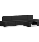 VidaXL 5-delige Loungeset poly rattan zwart