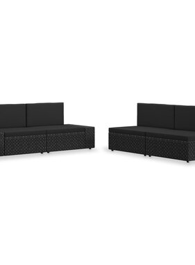 VidaXL 4-delige Loungeset poly rattan zwart