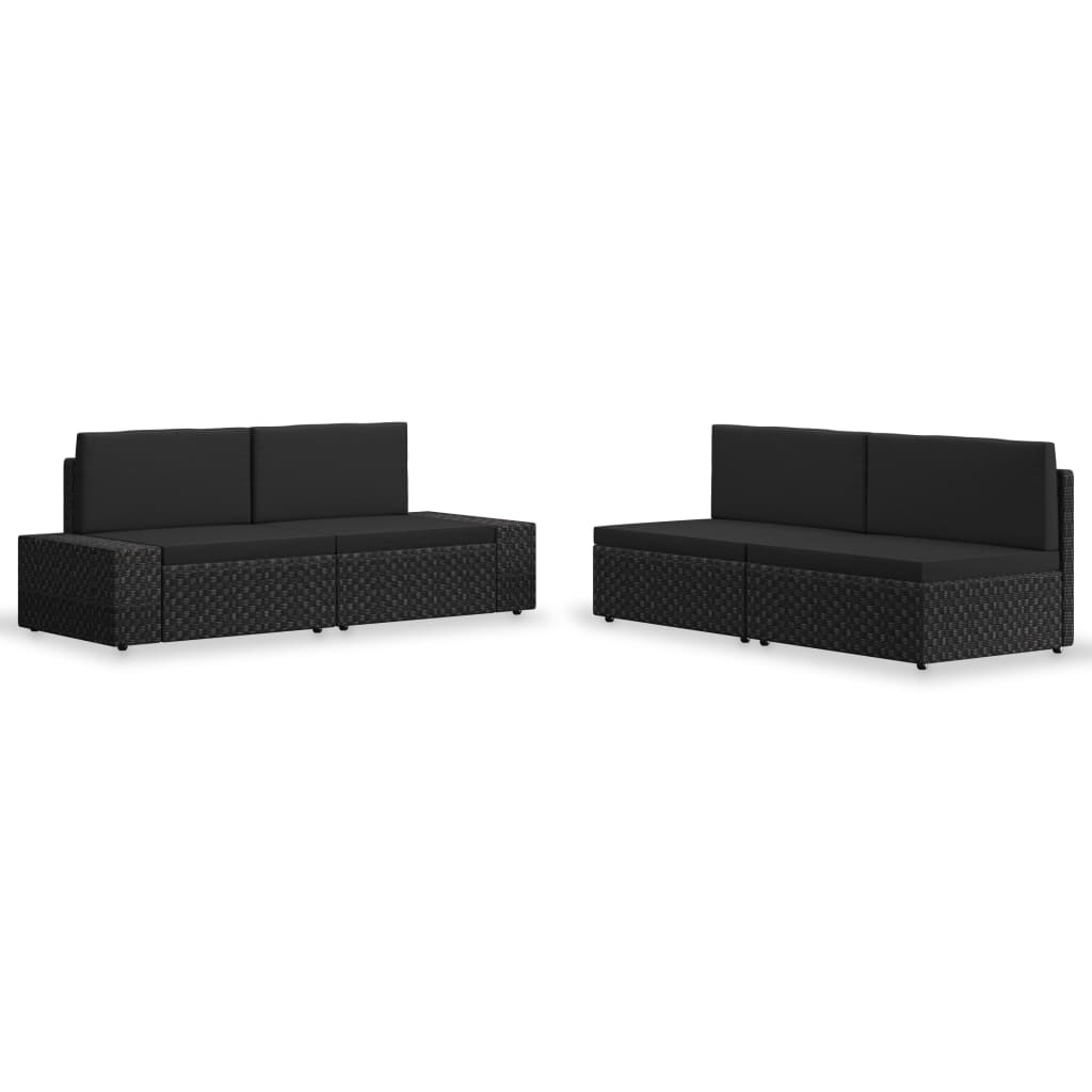 VidaXL 4-delige Loungeset poly rattan zwart