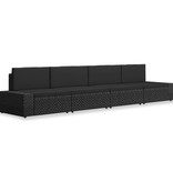 VidaXL 4-delige Loungeset poly rattan zwart