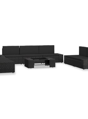 VidaXL 8-delige Loungeset poly rattan zwart