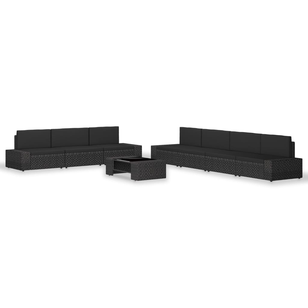 VidaXL 8-delige Loungeset poly rattan zwart