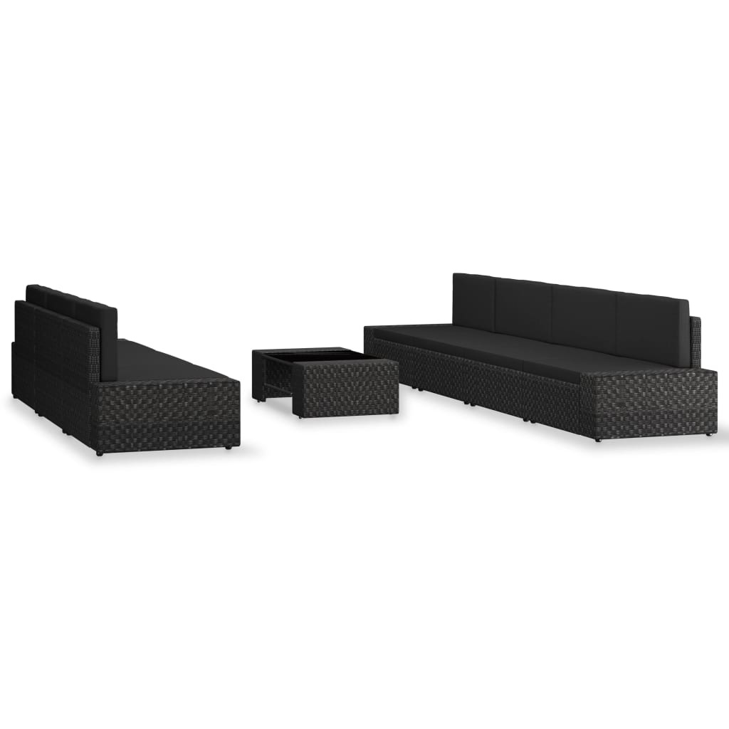 VidaXL 8-delige Loungeset poly rattan zwart