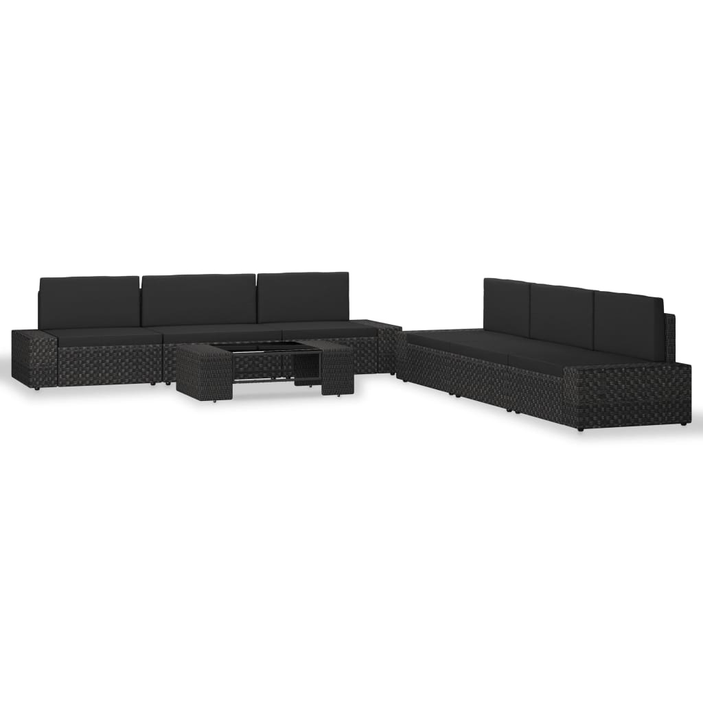 VidaXL 7-delige Loungeset poly rattan zwart