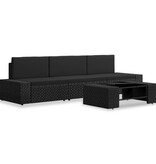 VidaXL 4-delige Loungeset poly rattan zwart