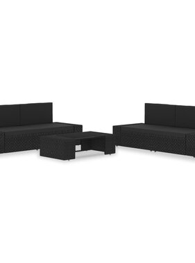VidaXL 5-delige Loungeset poly rattan zwart