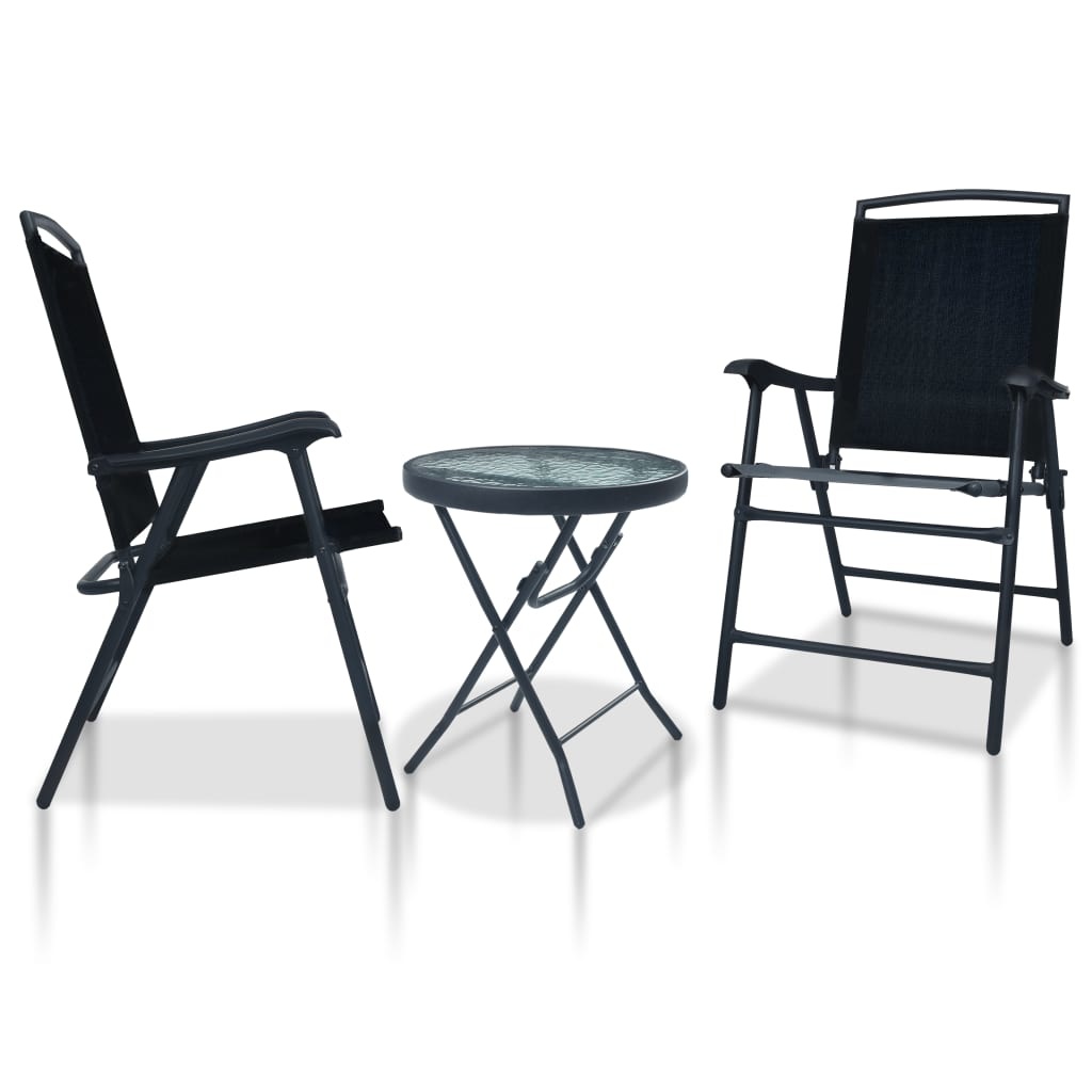 VidaXL 3-delige Bistroset staal zwart