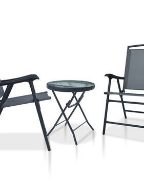 VidaXL 3-delige Bistroset staal grijs