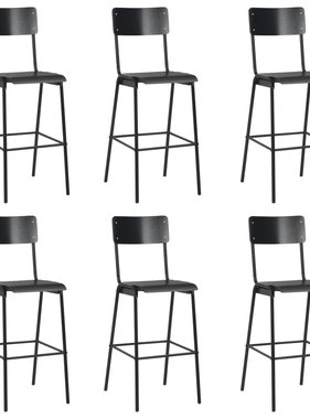 VidaXL Barstoelen 6 st massief multiplex staal zwart