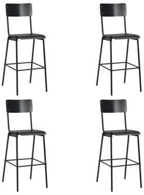 VidaXL Barstoelen 4 st massief multiplex staal zwart