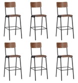 VidaXL Barstoelen 6 st massief multiplex staal