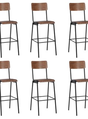 VidaXL Barstoelen 6 st massief multiplex staal