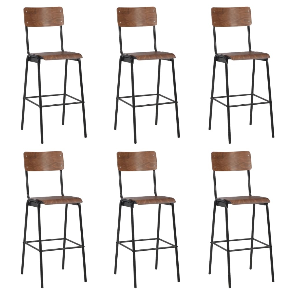 VidaXL Barstoelen 6 st massief multiplex staal