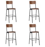 VidaXL Barstoelen 4 st massief multiplex staal