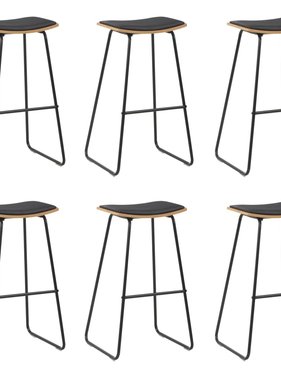 VidaXL Barkrukken 6 st kunstleer zwart