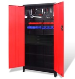 VidaXL Gereedschapskast met kist 90x40x180 cm staal rood en zwart