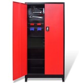VidaXL Gereedschapskast met kist 90x40x180 cm staal rood en zwart