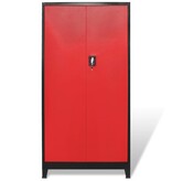 VidaXL Gereedschapskast met kist 90x40x180 cm staal rood en zwart