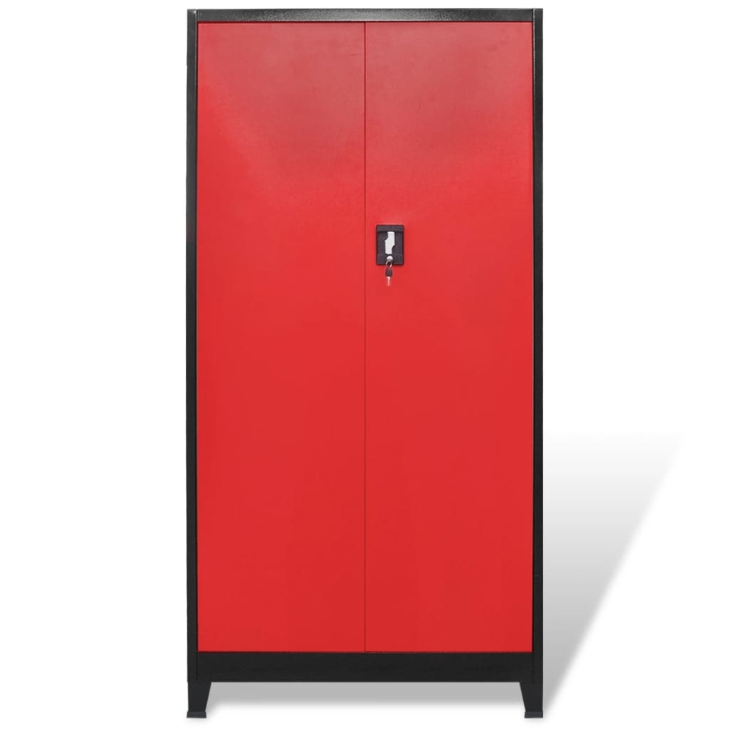 VidaXL Gereedschapskast met kist 90x40x180 cm staal rood en zwart