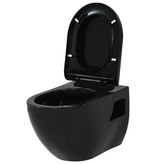 VidaXL Hangend toilet met verborgen stortbak keramiek zwart