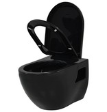 VidaXL Hangend toilet met verborgen stortbak keramiek zwart