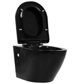 VidaXL Hangend toilet met verborgen stortbak keramiek zwart