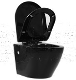 VidaXL Hangend toilet met verborgen stortbak keramiek zwart