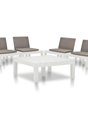 VidaXL 5-delige Loungeset kunststof wit