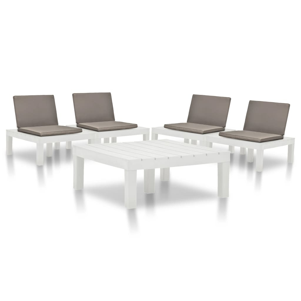 VidaXL 5-delige Loungeset kunststof wit
