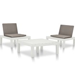 VidaXL 3-delige Loungeset kunststof wit