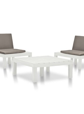 VidaXL 3-delige Loungeset kunststof wit