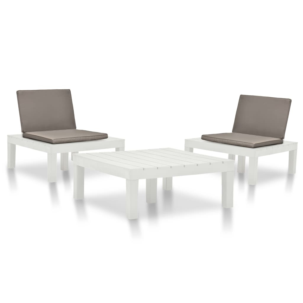 VidaXL 3-delige Loungeset kunststof wit