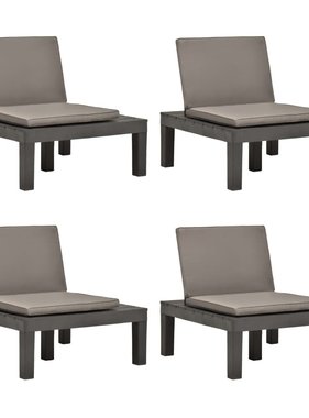 VidaXL Tuinstoelen met kussens 4 st kunststof antraciet