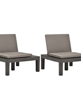 VidaXL Tuinstoelen met kussens 2 st kunststof antraciet